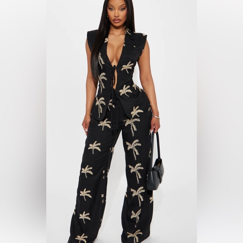 Vacation Palms Linen Pant Set